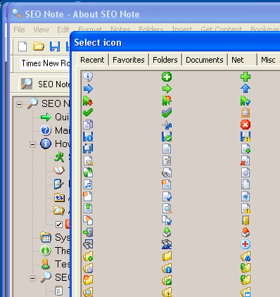 SEO Note workspace view